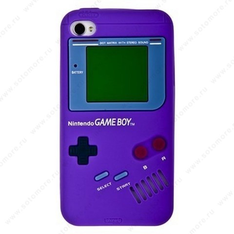 Накладка силиконовый для iPhone 4s/ 4 геймбой фиолетовый