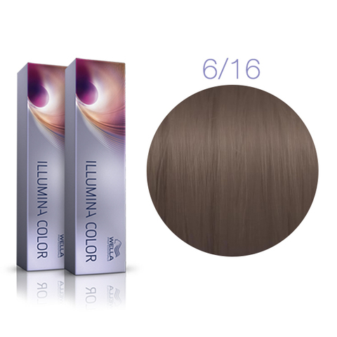 Wella Professional Illumina Color 6/16 (Темный блонд пепельно-фиолетовый) - Стойкая крем-краска для волос