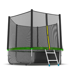 EVO JUMP External 8ft (Green) + Lower net. Батут с внешней сеткой и лестницей, диаметр 8ft (зеленый) + нижняя сеть