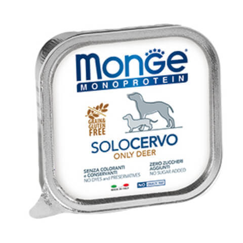 Купить Monge Monoprotein Solo Manzo Only Deer Монобелковый паштет из оленины для взрослых собак всех пород 150 гр