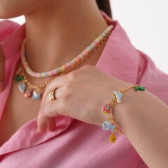 Браслет из латуни с подвесками "из Детства", gold