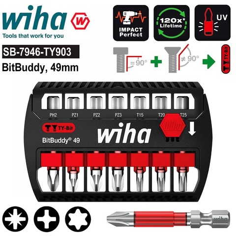 Набор бит BitBuddy TY-Bit PH/PZ/TORX Impact 29мм 8шт Wiha SB-7945-TY903 42137