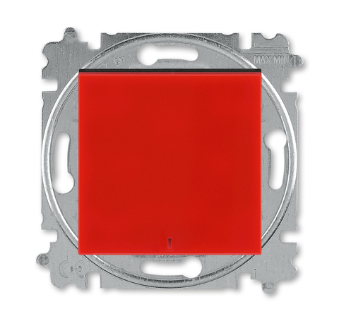 Выключатель/переключатель одноклавишный с контрольной подсветкой LED белого цвета на 2 направления(проходной). Цвет Красный / дымчатый чёрный. ABB. Levit(Левит). 2CHH592545A6065+2CHU161444C4000