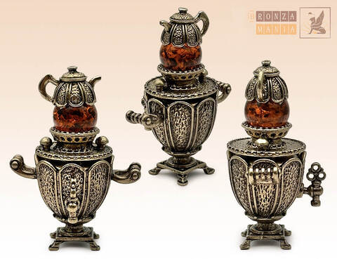 фигурка Самовар боярский с янтарем