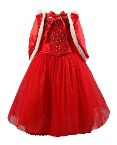 Платье праздничное красное с накидкой для девочки