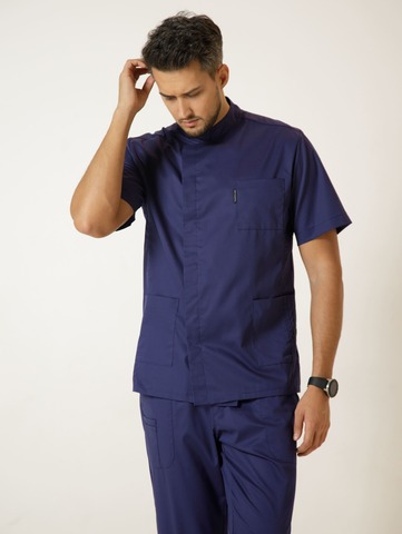 Блуза мужская м48 toray стретч темно-синийSZ6