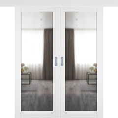 Купить Раздвижная двустворчатая дверь купе Emalex 32 Ice с зеркалом