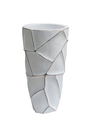 Кашпо для цветов напольное 26x48см Garda Decor белое с золотым декором