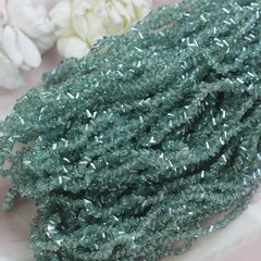 Хрусталь (стекло) граненный, зелёный 4*3 мм, 1 нить, С075