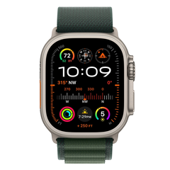 Apple Watch Ultra 2 49mm Бежевый Титан Ремешок S/M Trail Зеленого Цвета 2024