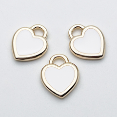 Подвеска Сердце, цвет золото+белый, размер 15*13 мм, цена за 1 шт