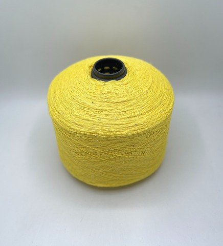 Бобинная пряжа (пр.Италия),Linette Pailletes, 450/100гр, 80% Лен, 20% Полиэстер(пайетка), цвет-Желтый+пайетка. арт.36740