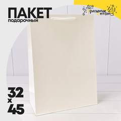 
          Пакет подарочный 32х45х15см (Белый, Крафт)
