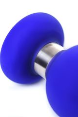 Синяя силиконовая анальная втулка с ограничителем - 13 см. - 