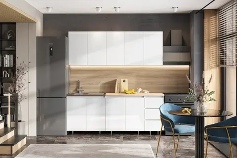 Кухня Челси 2,0м (Белый глянец холодный/Белый (Сонома))