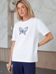 Футболка с принтом свободная эластичная из премиального хлопка  D49.136 (130817)