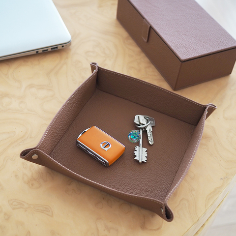 Лоток для мелочей из натуральной кожи теленка, цвета карамель