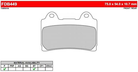 FDB449P Тормозные колодки дисковые MOTO, блистер 2 шт