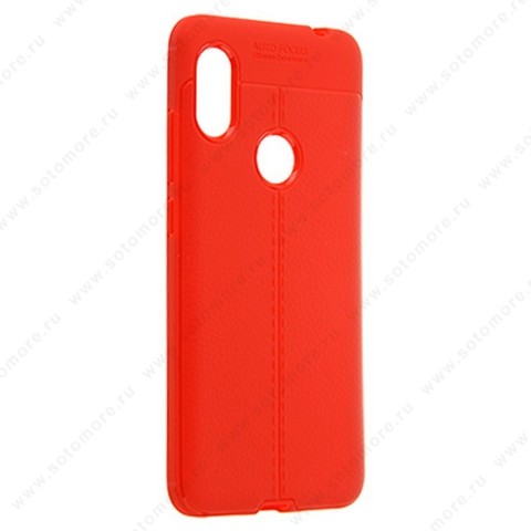Накладка Carbon 360 силиконовая с кожаными вставками для Xiaomi Redmi Note 6 Pro красный