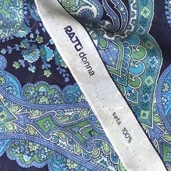 шелковый шифон синий с принтом пейсли фото