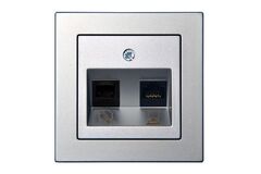 Розетка Телефонная и Компьютерная (RJ11+RJ45) Серебро LIREGUS EPSILON