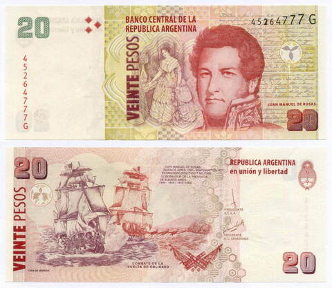 Банкнота Аргентина 20 песо 2018 год 45264777 G. UNC