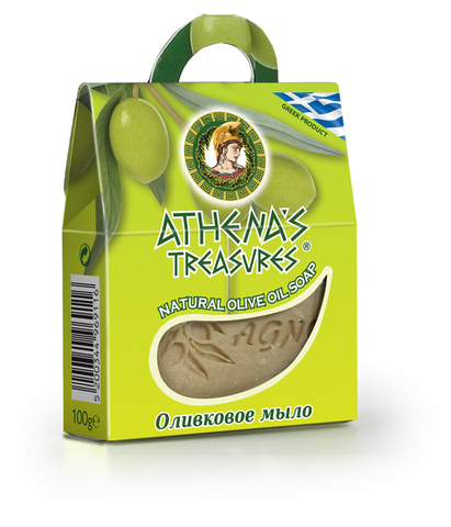 Оливковое мыло натуральное в подарочной упаковке Athena's treasures 100 гр