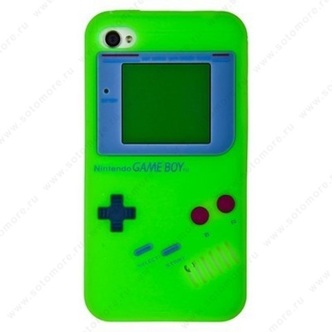 Накладка силиконовый для iPhone 4s/ 4 геймбой зеленый