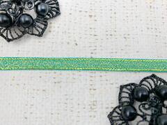 Лента парча, ш. 0,6 см, зелёный