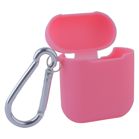 Чехол силиконовый COTEetCI (AP3) для AirPods с карабином (Розовый)