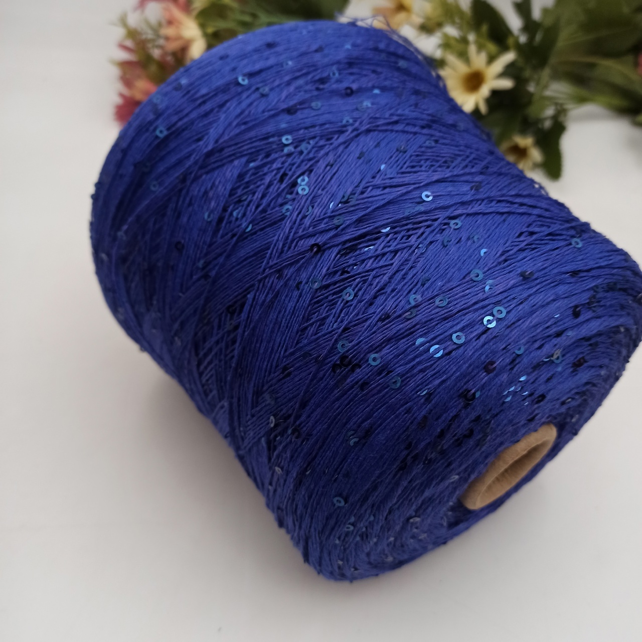 Cotton Stellar - 008 Синий с фиолетовым подтоном, пайетка 3мм в цвет