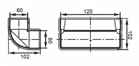 Колено вертикальное 120х60
