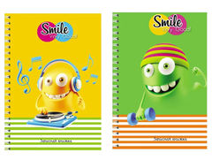 Книжка записная А7 40л клетка гребень Активные смайлы