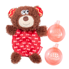 PLUSH FRIENDZ Игрушка для собак Мишка со сменными пищалками 13см