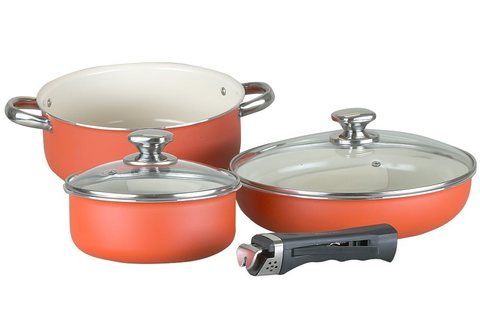 Набор посуды с керам. покр. и съёмн. ручкой Terracotta Ottimale Set