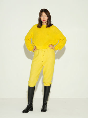 Женские брюки желтого цвета из мохера и кашемира - фото 4
