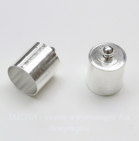 Концевик для шнура 9,5 мм, 14х10 мм (цвет - серебро) (1)