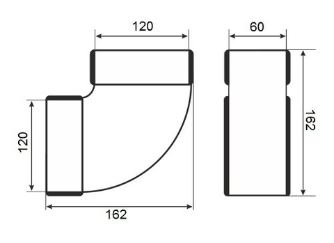 Колено горизонтальное 120х60