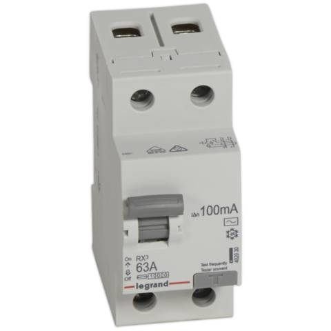 Выключатель дифференционного тока УЗО (ВДТ) RX - 2P - 63 A, 100 мА тип AС. Legrand (Легранд). 402030