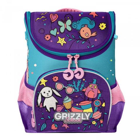 Рюкзак школьный совушка, фиолетовый GRIZZLY (ТРК ГагаринПарк)