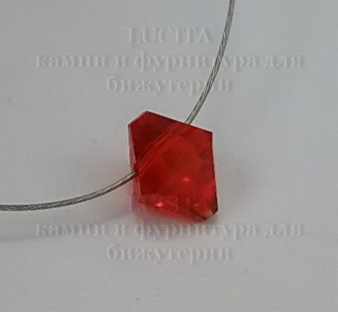 Бусина стеклянная, биконус, цвет - красный, 6 мм ()