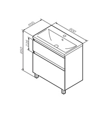 Тумба с раковиной, напольная, 80 см, 2 ящика, белый глянец, AM.PM X-Joy - M85AFSX0802WG