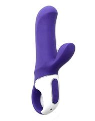 Фиолетовый вибратор Satisfyer Vibes Magic Bunny с клиторальным отростком - 17,6 см.