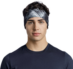 Широкая спортивная повязка на голову Buff Headband Wide CoolNet Stal Grey - 2
