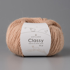 Classy, пряжа с люрексом и пайетками, шелк-5%, мериносовая шерсть-20%, нейлон-30%, норка-45%, 50 гр, 240 м, песок