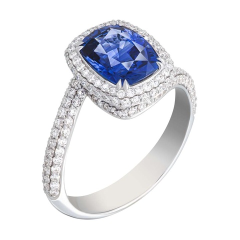 Кольцо с Сапфиром и Бриллиантами, R0070-6/1