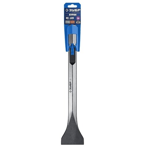 ЗУБР БУРАН, 80 х 400 мм, HEX 28, плоское изогнутое зубило, Профессионал (29372-80-400)