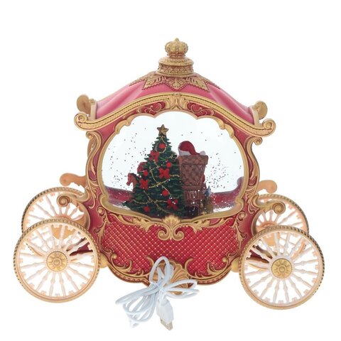 Изделие декоративное "Дед Мороз в карете" (подсвет, вьюга, 3хААА н/п +USB), L26 W11 H22 см