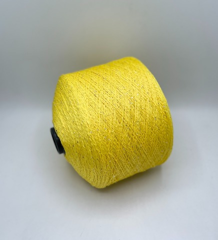 Бобинная пряжа (пр.Италия),Linette Pailletes, 450/100гр, 80% Лен, 20% Полиэстер(пайетка), цвет-Желтый+пайетка. арт.36740