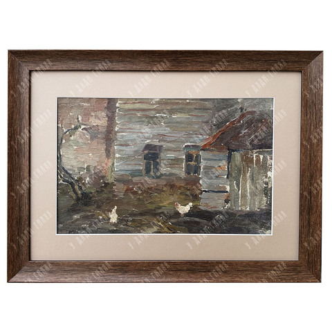 Динес Ю. С. Саратовский дворик. Этюд. Картон, масло. 1946